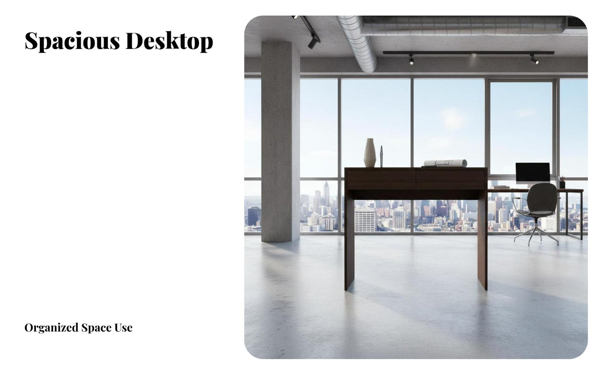 Minimalist Design 2-Drawer Writing Desk Modern design Study Table Multi-Purpose Workstation Sturdy Construction for Students, Remote Workers, Professionals, Bedroom, Dorm Room