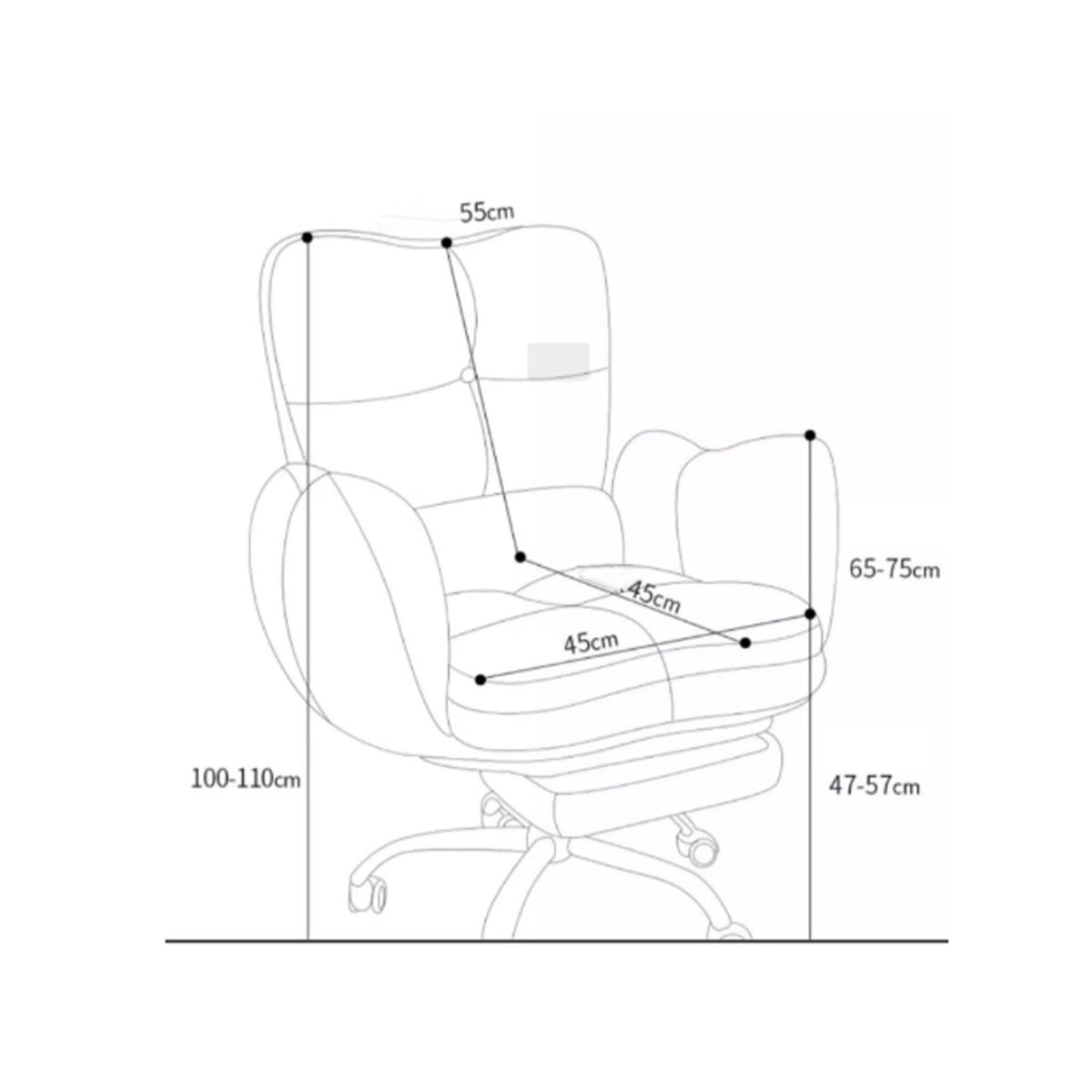 Thickly Padded Reclining Desk Chair Adjustable Backrest Cushioned Computer Chair High Back Office Furniture Ergonomic for Students, Gamers, Dorm Room, Bedroom