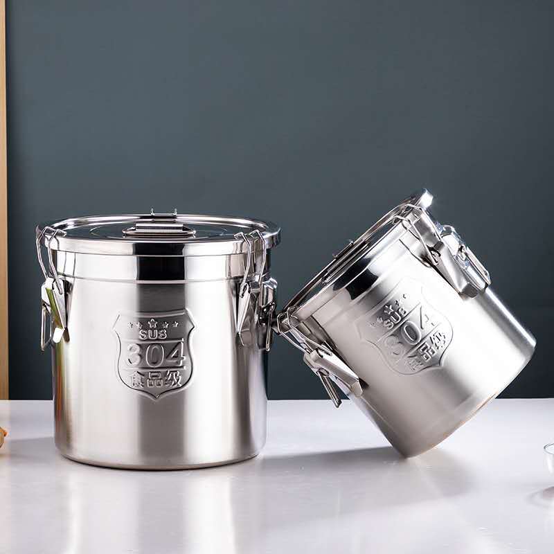 304 Stainless Steel Sealed Bucket with Flat Lid - 98L