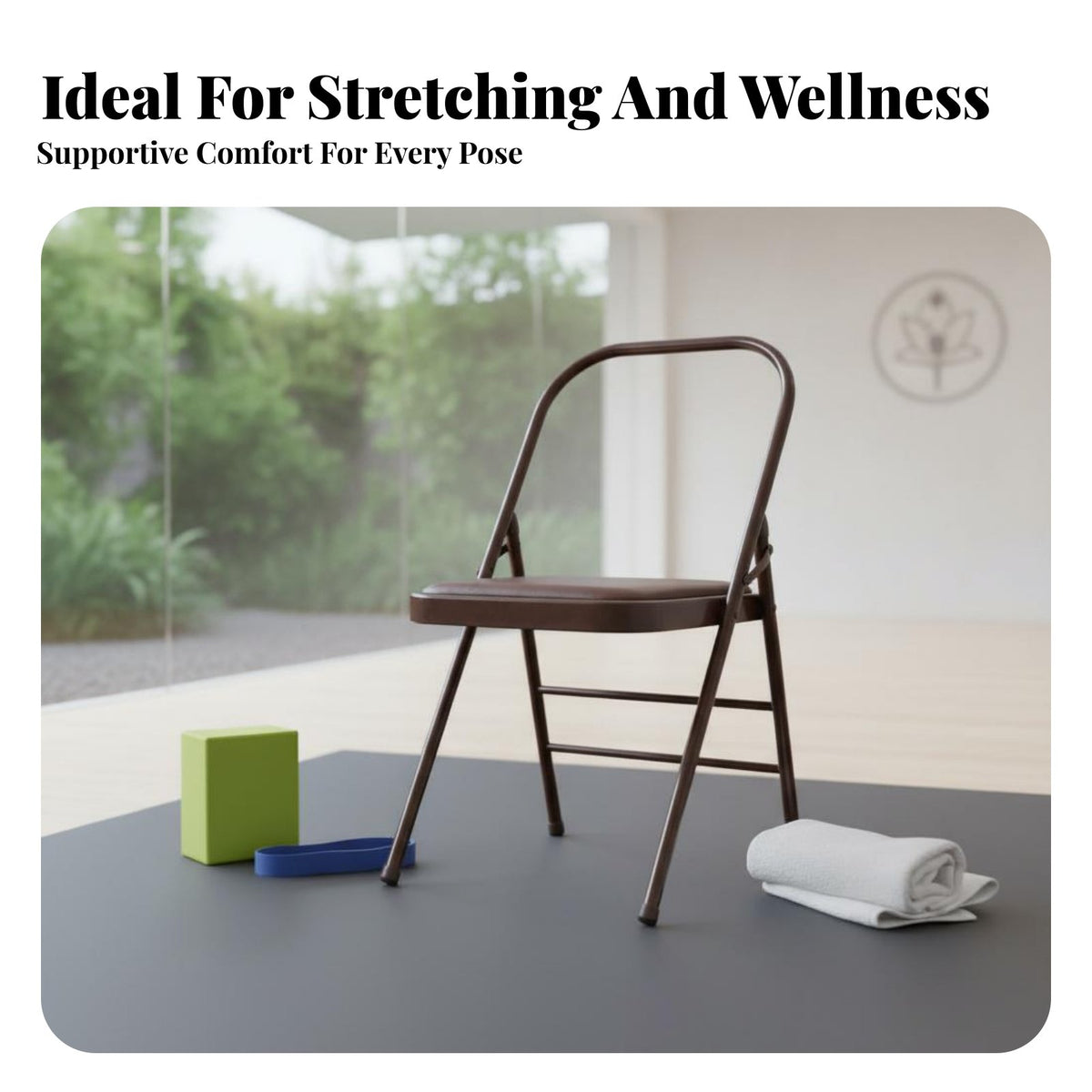 Foldable Iyengar Mind-Body Practice Chair Sturdy Construction Mind-Body Practice Inversion Chair Heavy Duty Fitness Equipment High Load-Bearing for Yogis