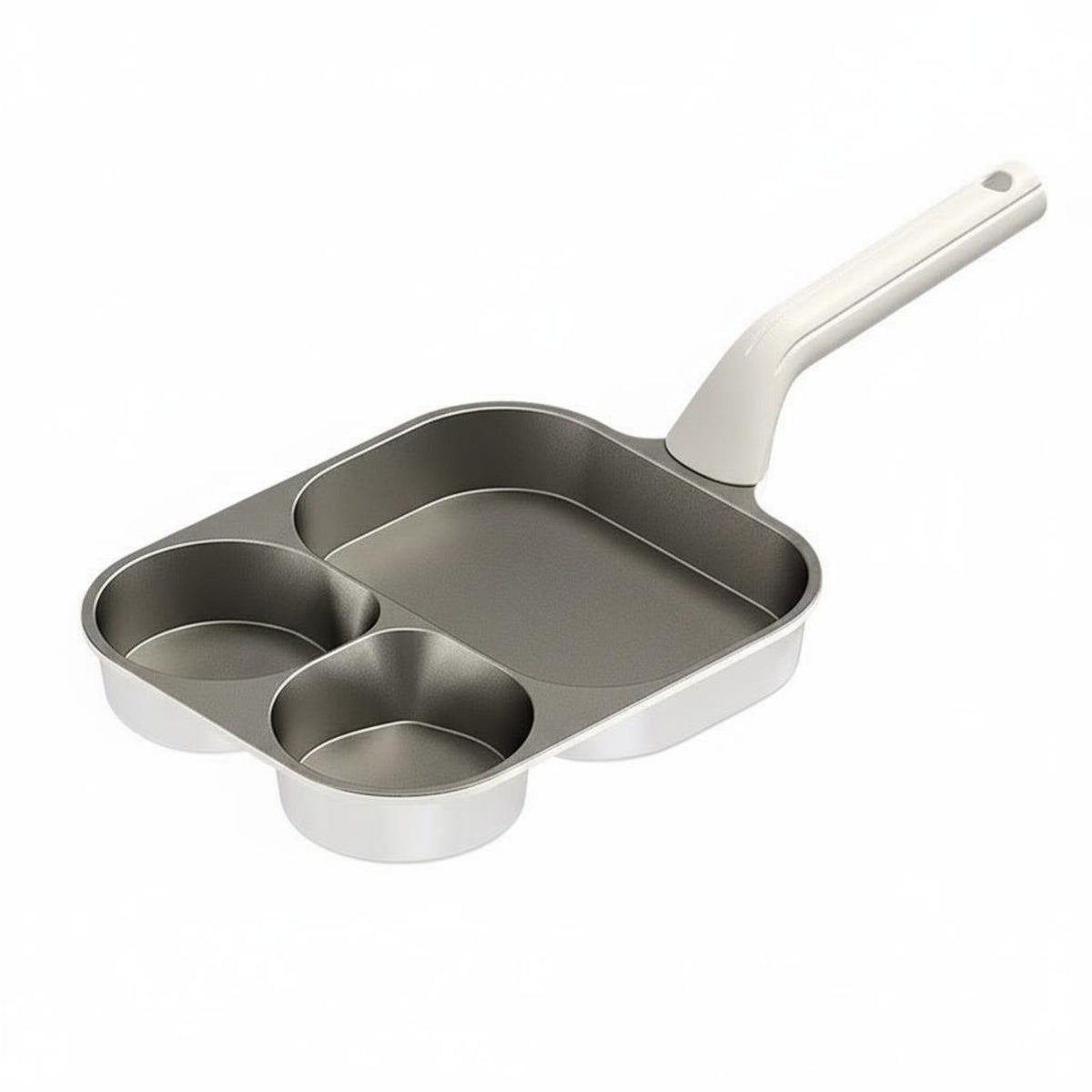 Titanium Ceramic 3-Section Breakfast Pan Non-Stick Coating 3 Section Frying Pan Easy to Clean for Busy Professionals, Students, Dorm Rooms