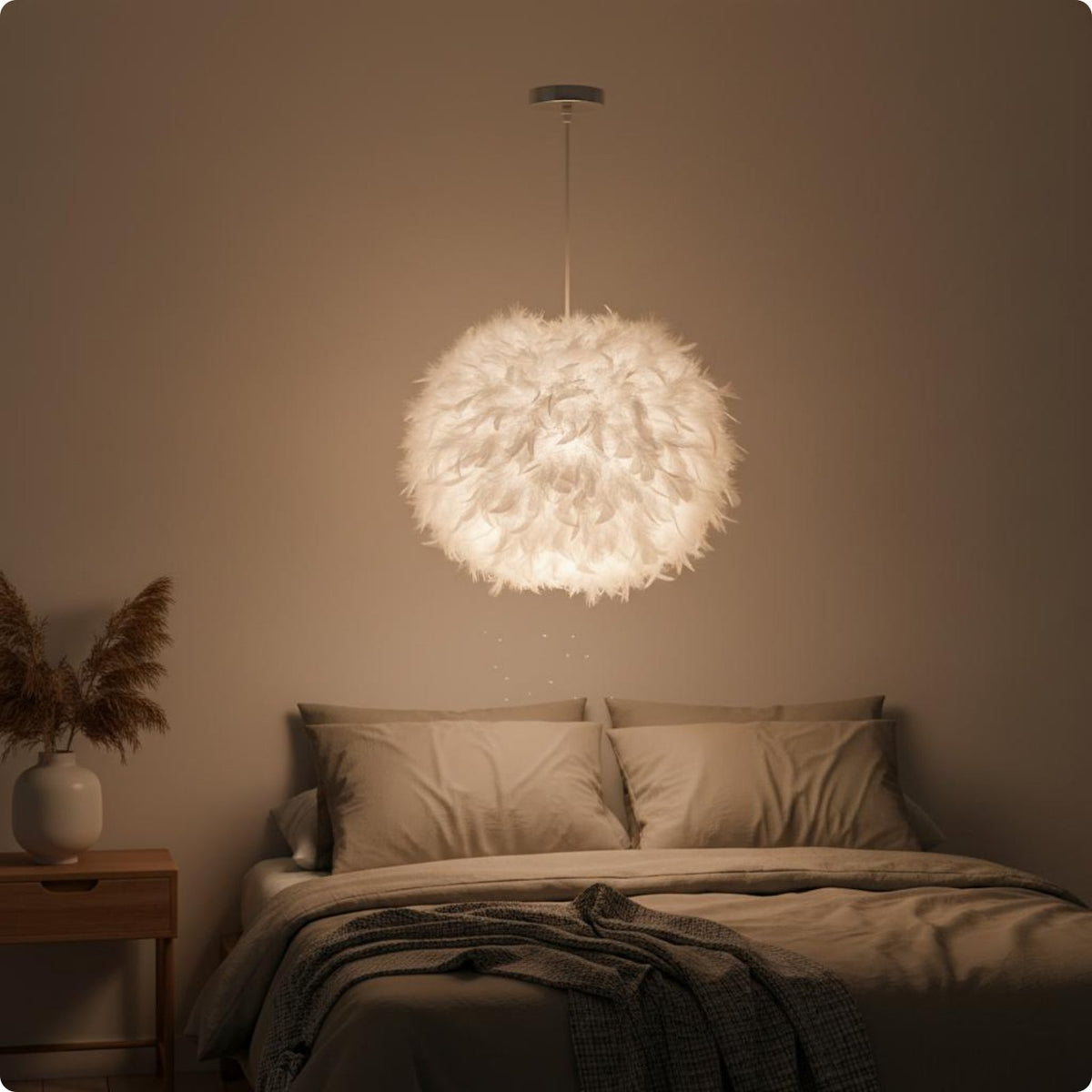 Feather Pendant Light Romantic Indoor Lighting for Living Room