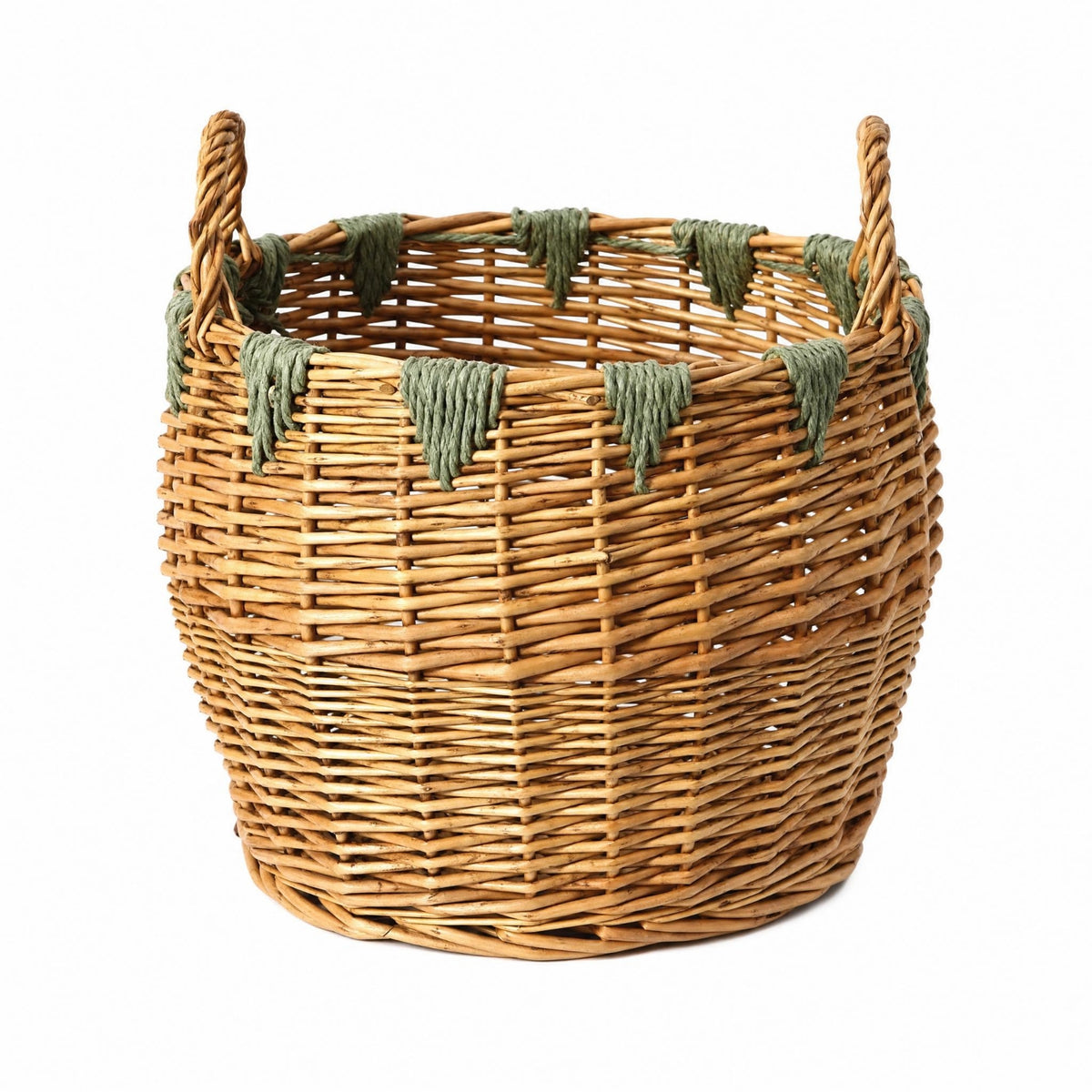 Handwoven Wicker Storage Basket Handcrafted Woven Basket with Handles Lightweight for Kitchen