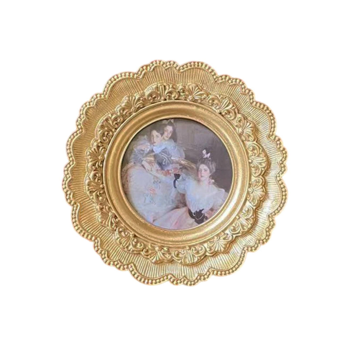 Round Picture Frame Gold Round Photo Frame Vintage-Inspired for Wedding