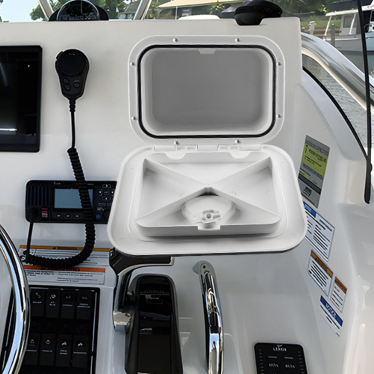 ABS Material Tackle Storage Box Space Saving Inspection Hatch Organizer Rotating Accessible Lid Deck Compartment Large Capacity for Boat Owners, Fishermen, Marine Cabin