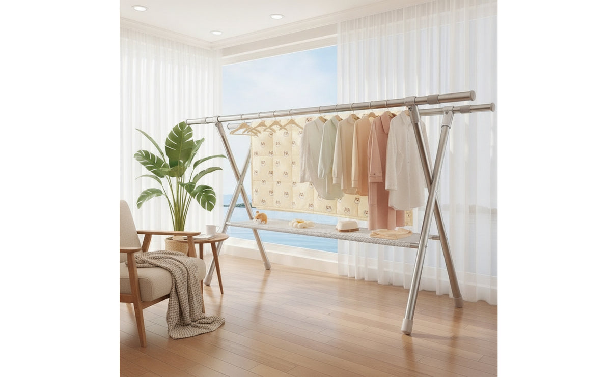 Indoor Drying Rack with Mesh Shelf Space-Saving Foldable Drying Rack Expandable Furniture Outdoor for Laundry Room