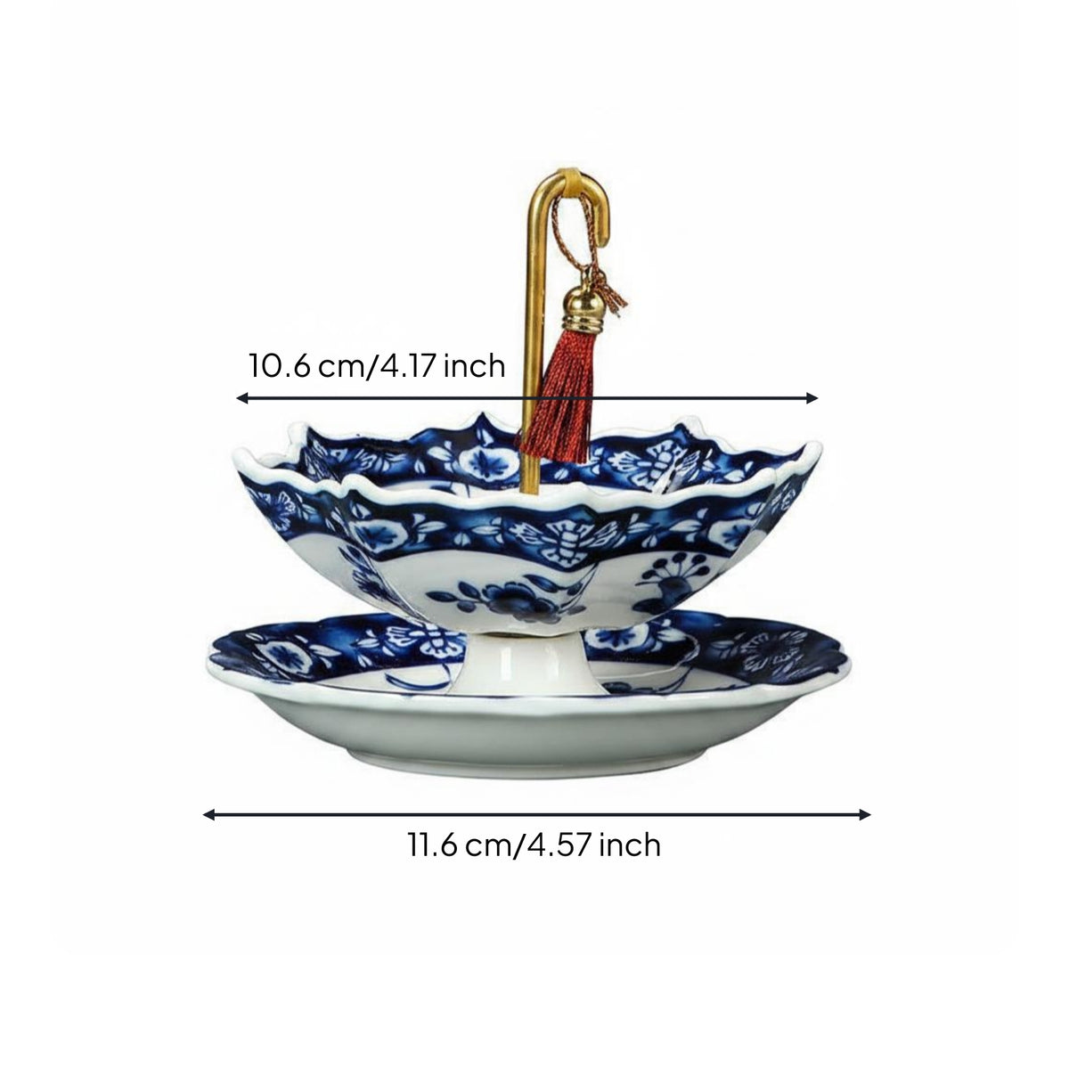 Umbrella Tea Infuser Decorative Blue and White Porcelain Tea Strainer Hand Painted for Display Shelf