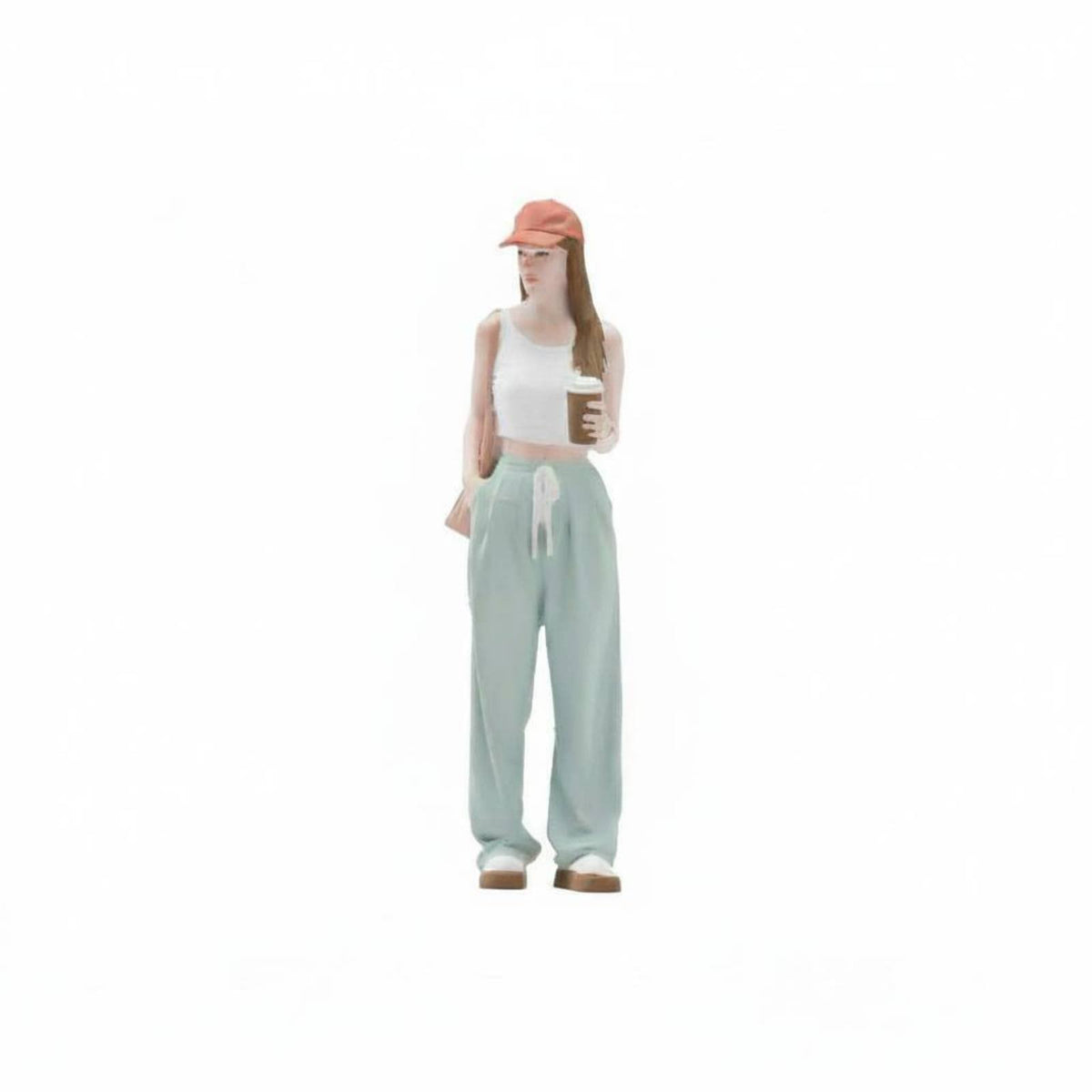 Girl Figure Holding Coffee Colorful Street Fashion Miniature Girl