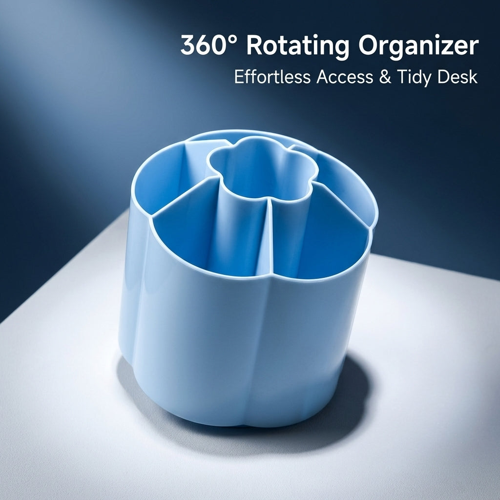 360-Degree Rotating Pen Holder for Study Table, Round Desk Storage Organiser, Office Accessories for Women, for Dorm Room