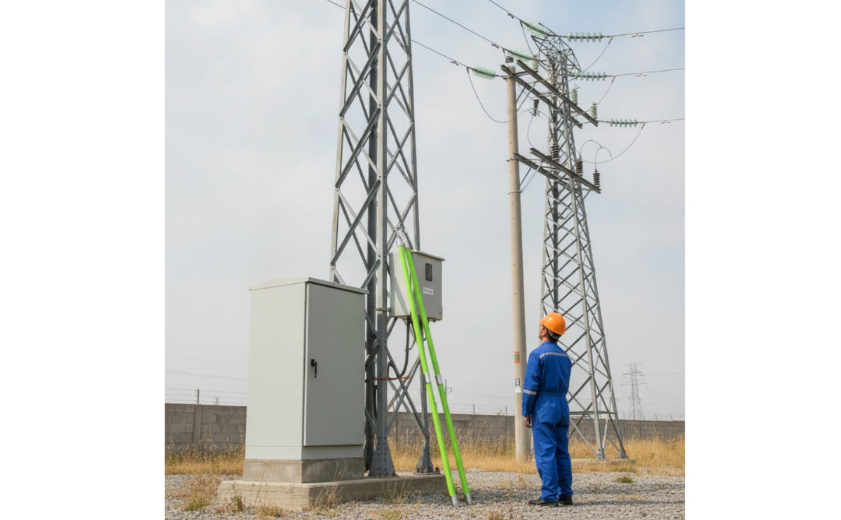 High-Voltage Insulated Operating Rod Fiberglass Operating Rod with Hook Segmented for Utility Workers, Electricians, Electrical Switching, Power-Line Operations