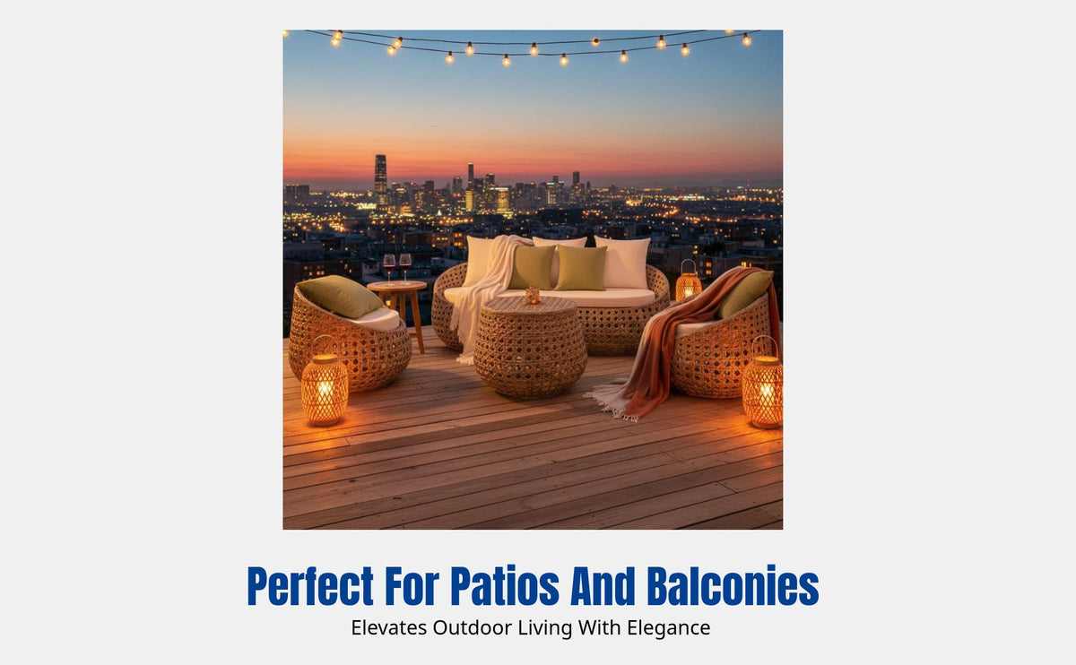 Outdoor Rattan Sofa Set, Metal Frame, Patio Wicker Lounge, Modern Creative Furniture