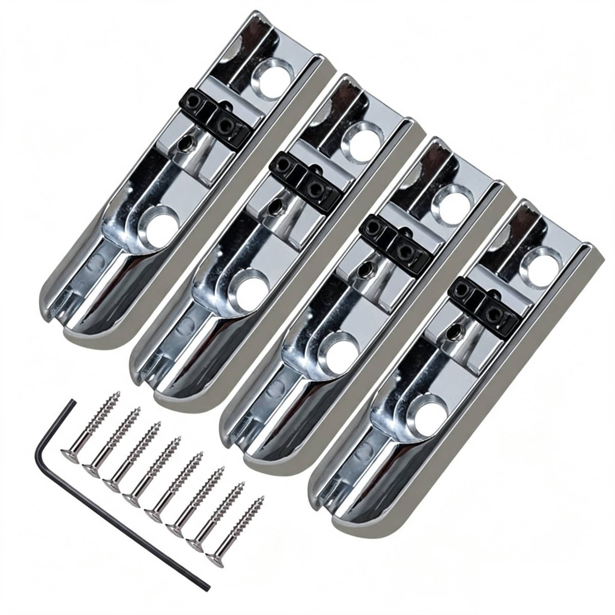 4 Pieces Bass Bridge Saddles Bass Bridge with Saddle for Luthier