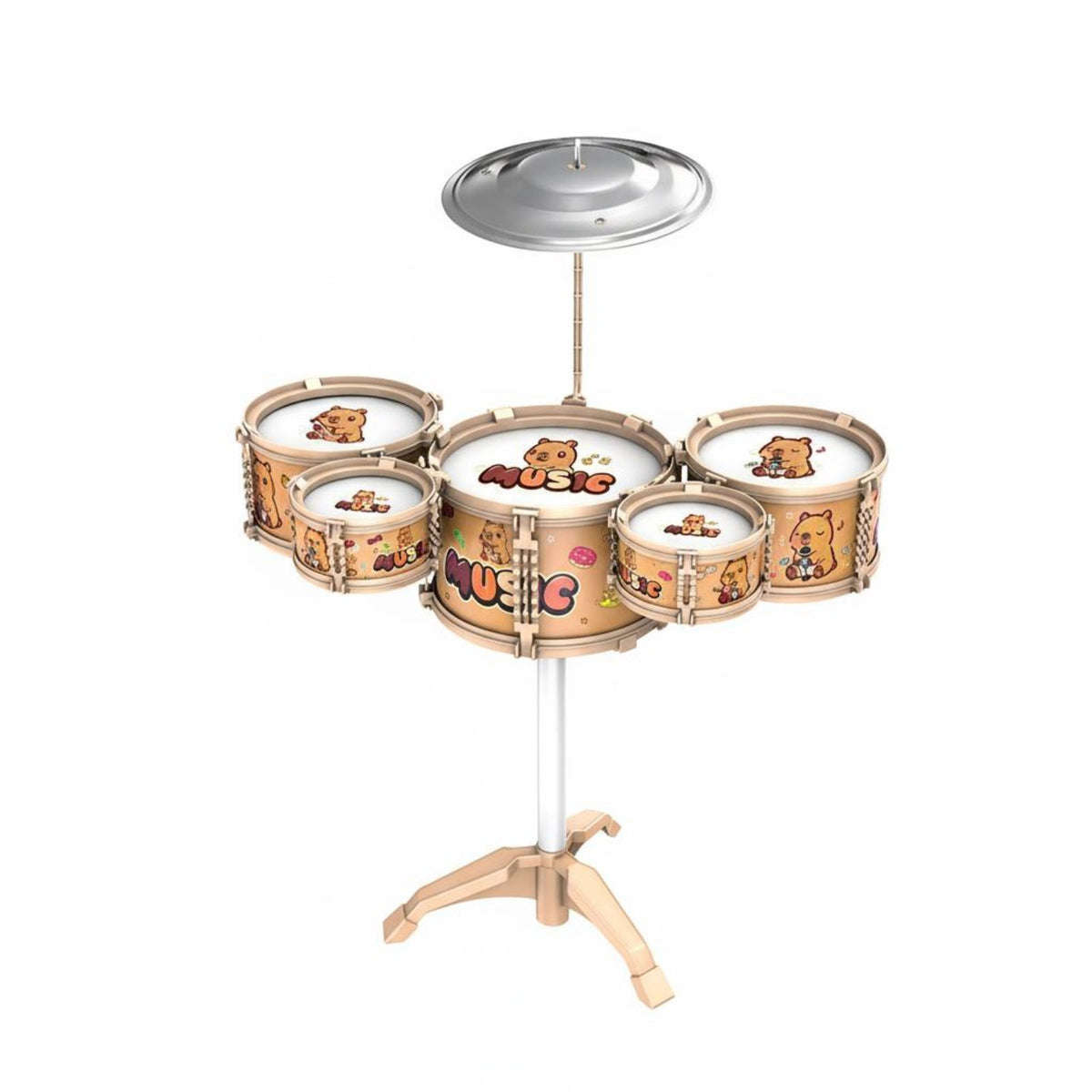 Children's Drum Set with cymbals Musical Drum Toy Set with Stool Interactive Instrument for Preschoolers