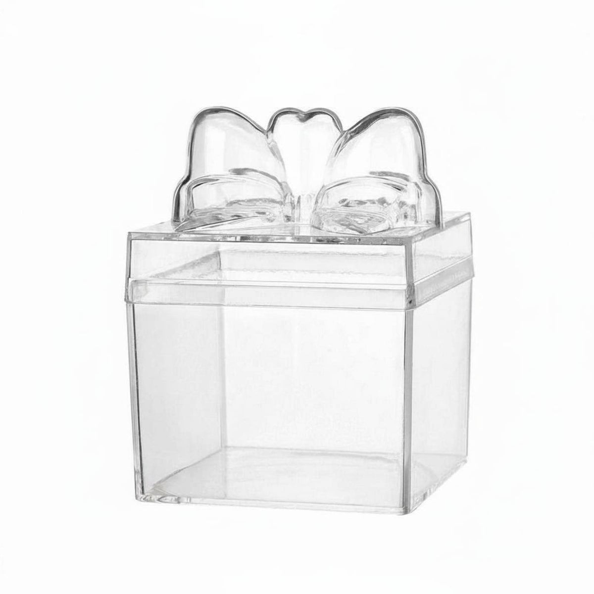 Clear Candy Box with Bow Compact Size Transparent Candy Box Food Grade Cube Container for Wedding