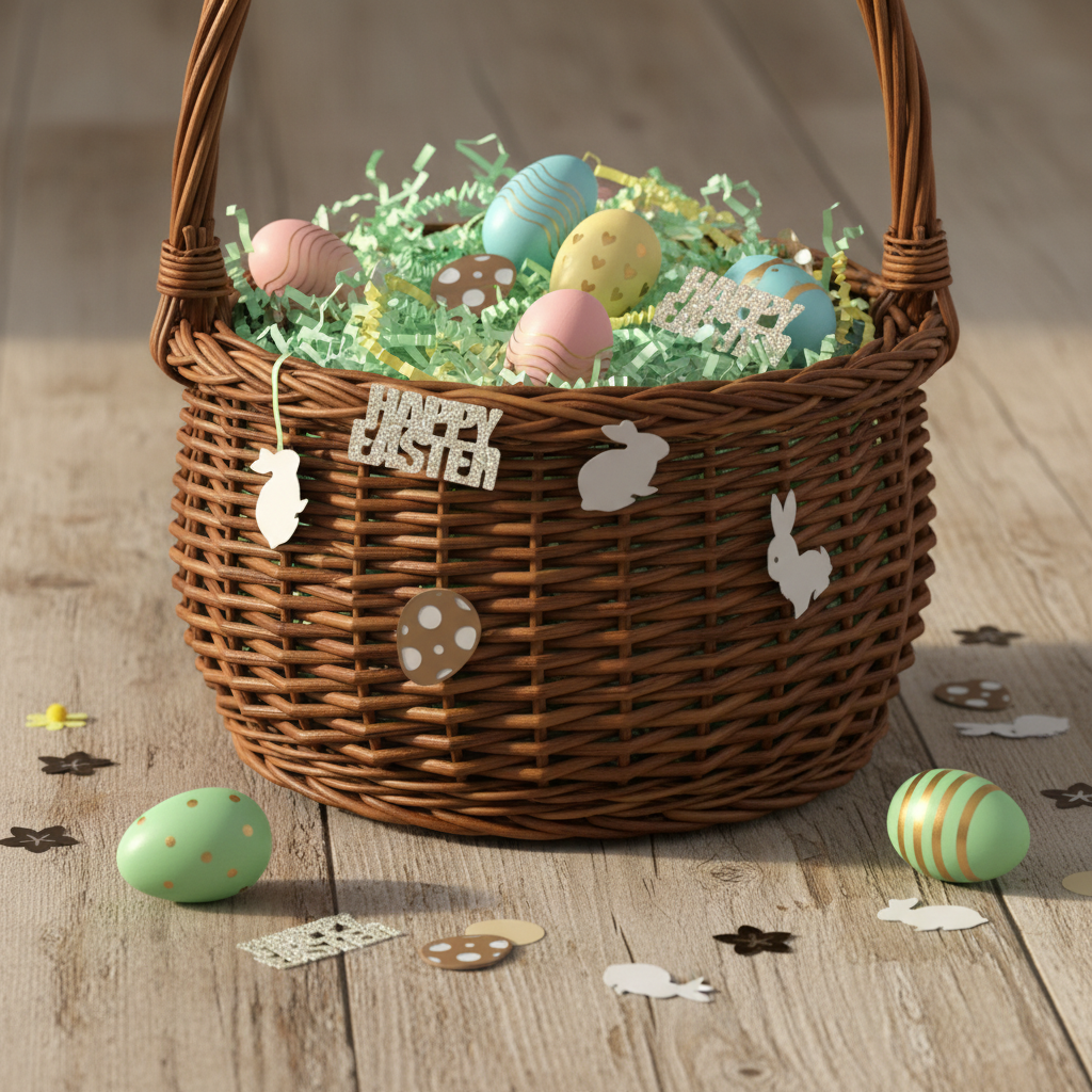 Easter Confetti Festive Atmosphere Bunny and Egg Confetti Mixed Shapes Glitter Easter Table Scatter for Families, Parents, Craft Projects, Gift Filler