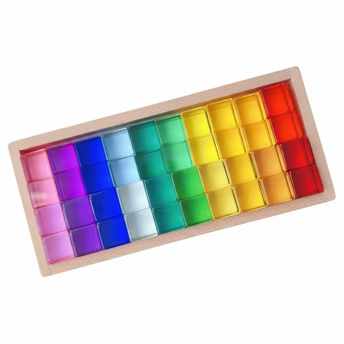 Acrylic Color Blocks Transparent Translucent Block Set Smooth Edges Rainbow Stacking Blocks for Kids, Playroom