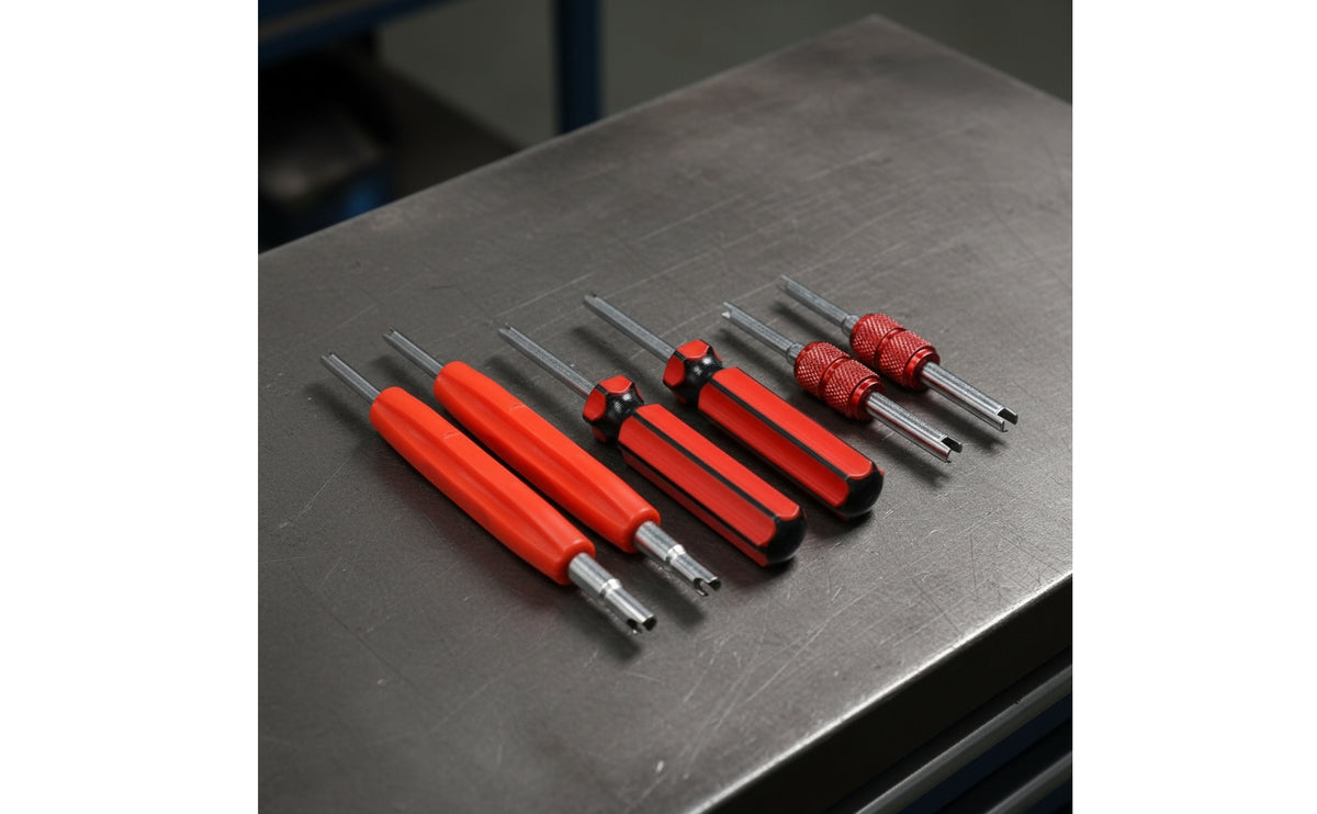 6 Pieces Tire Core Removal Tool Metal Tire Core Remover Slotted for Mechanics, Home Mechanics, Garage, Workshop, Roadside Emergency