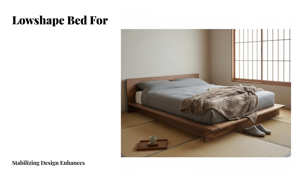 Japanese design Lowheight Bed Frame Wabi-Sabi Design Lowheight Bedstead Minimalist Aesthetic Bedroom Furniture No Box foundation Needed for Guesthouse Owners, Minimalists, Young Professionals, Hotel Room, Apartment
