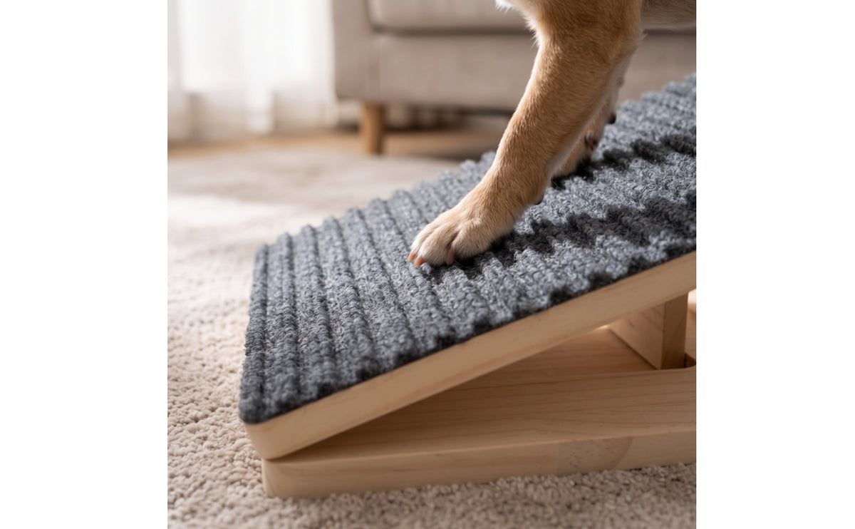 Adjustable Height Wooden Pet Ramp Stair Portable Foldable Pet Ramp with Anti-Slip Surface Sturdy Long-Lasting for Small Dogs, Young Dogs, Injured Pets, Bedside, Sofa