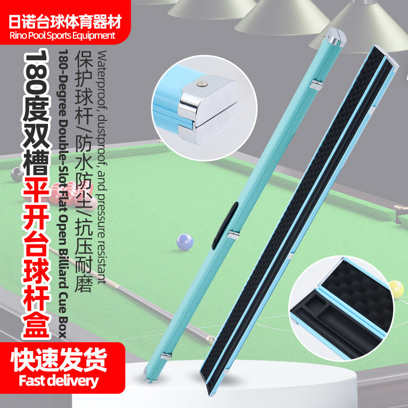 180-Degree Double-Slot Flat-Open Billiard Cue Case, Aluminum Alloy, for American Pool, Cross-Border