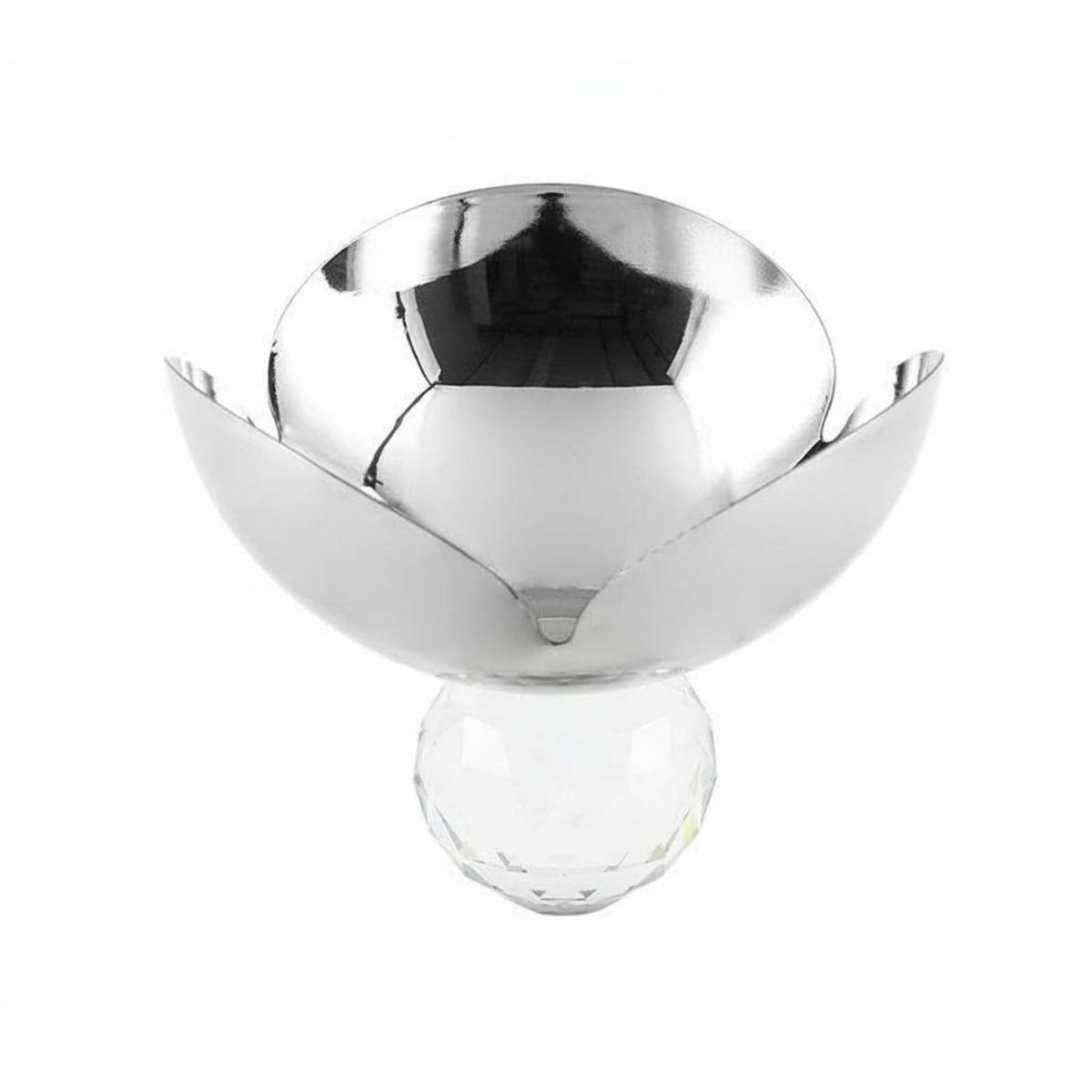 High-End Design Crystal Base Fruit Bowl Polished Finish Metal Pedestal Bowl Multi-Functional House Decoration for Dining Table