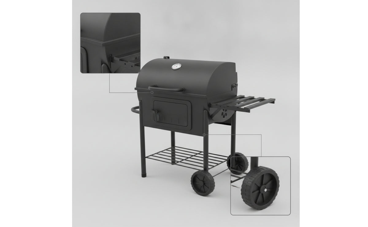 Char Grill with Side Shelf Outdoor Char Grill with Wheels for Home Cooks, Backyard, Patio, Cookouts