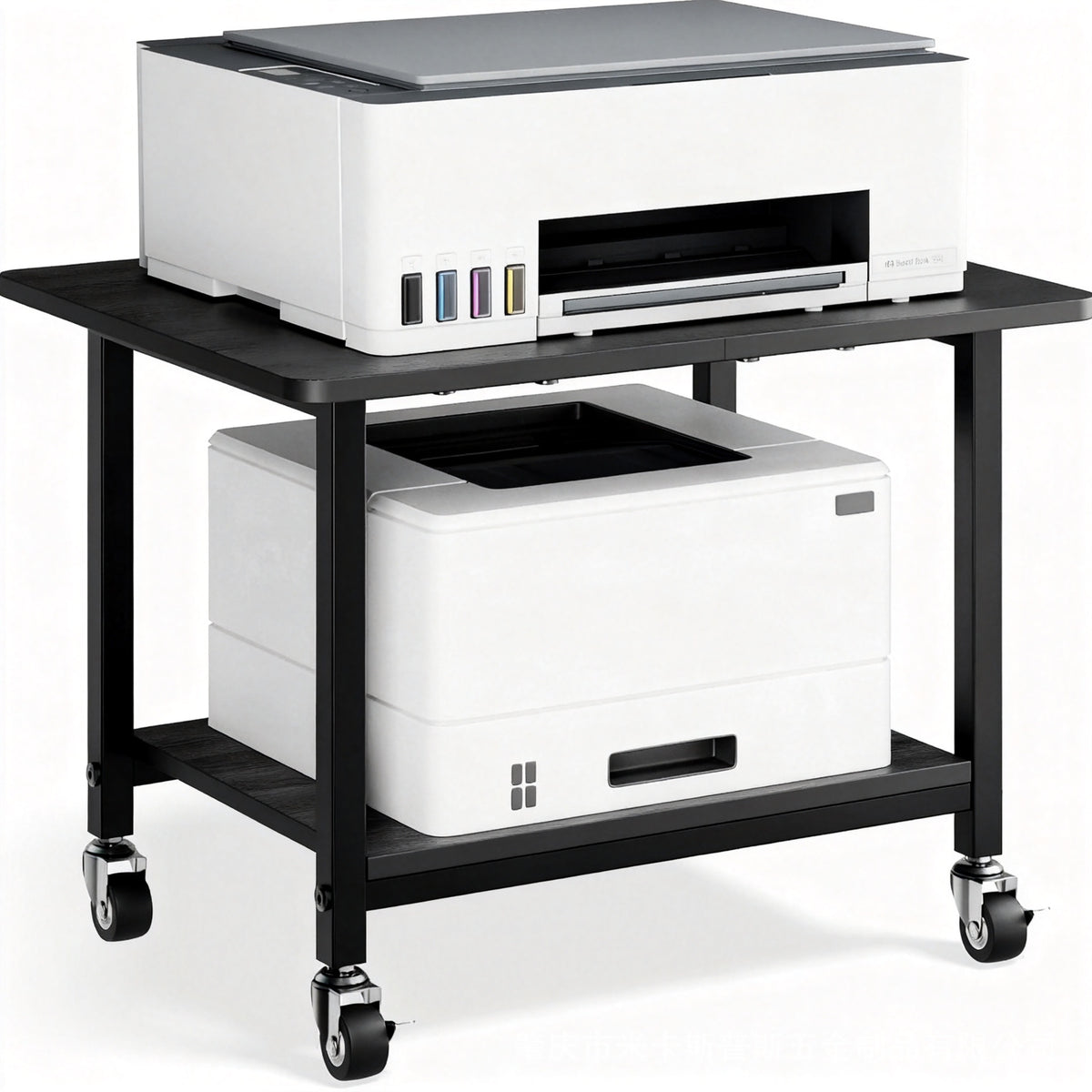 2-Tier Rolling Printer Stand with Wheels, Mobile Storage Cart