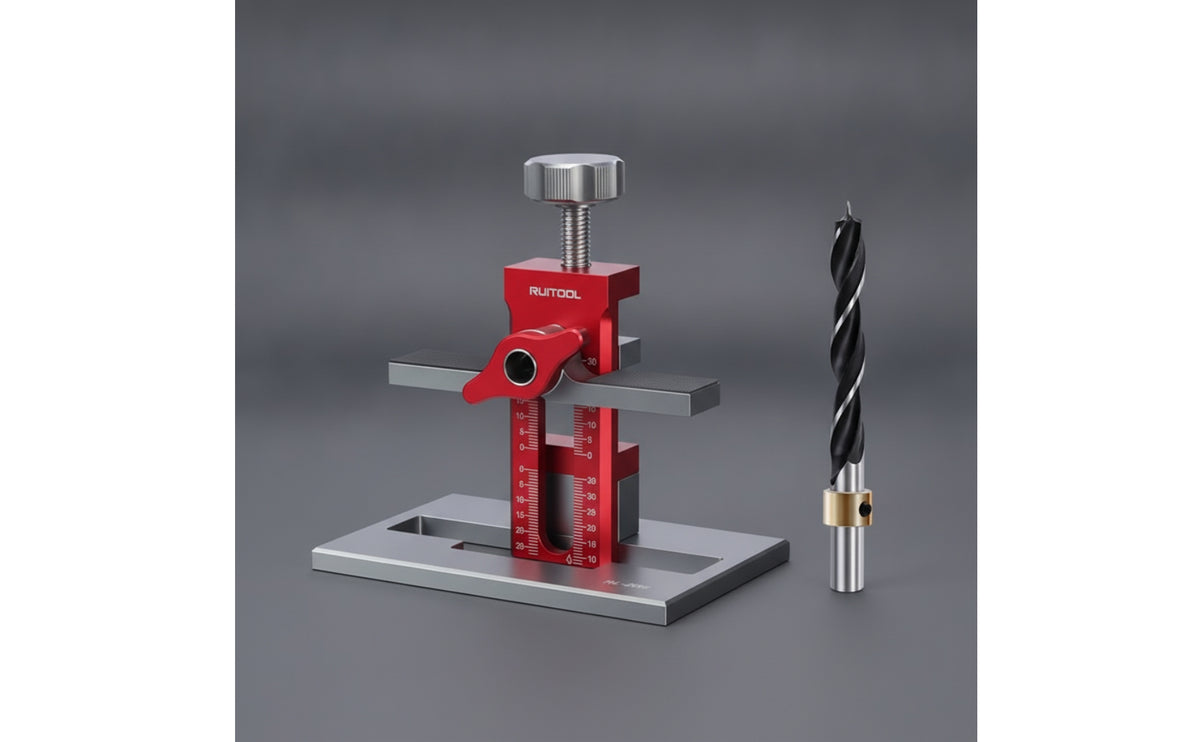 Adjustable Cabinet Door Mounting Tool with Drill Bit Non-Slip Cabinet Door Jig Precision Accurate for DIYers, Woodworkers, Woodworking