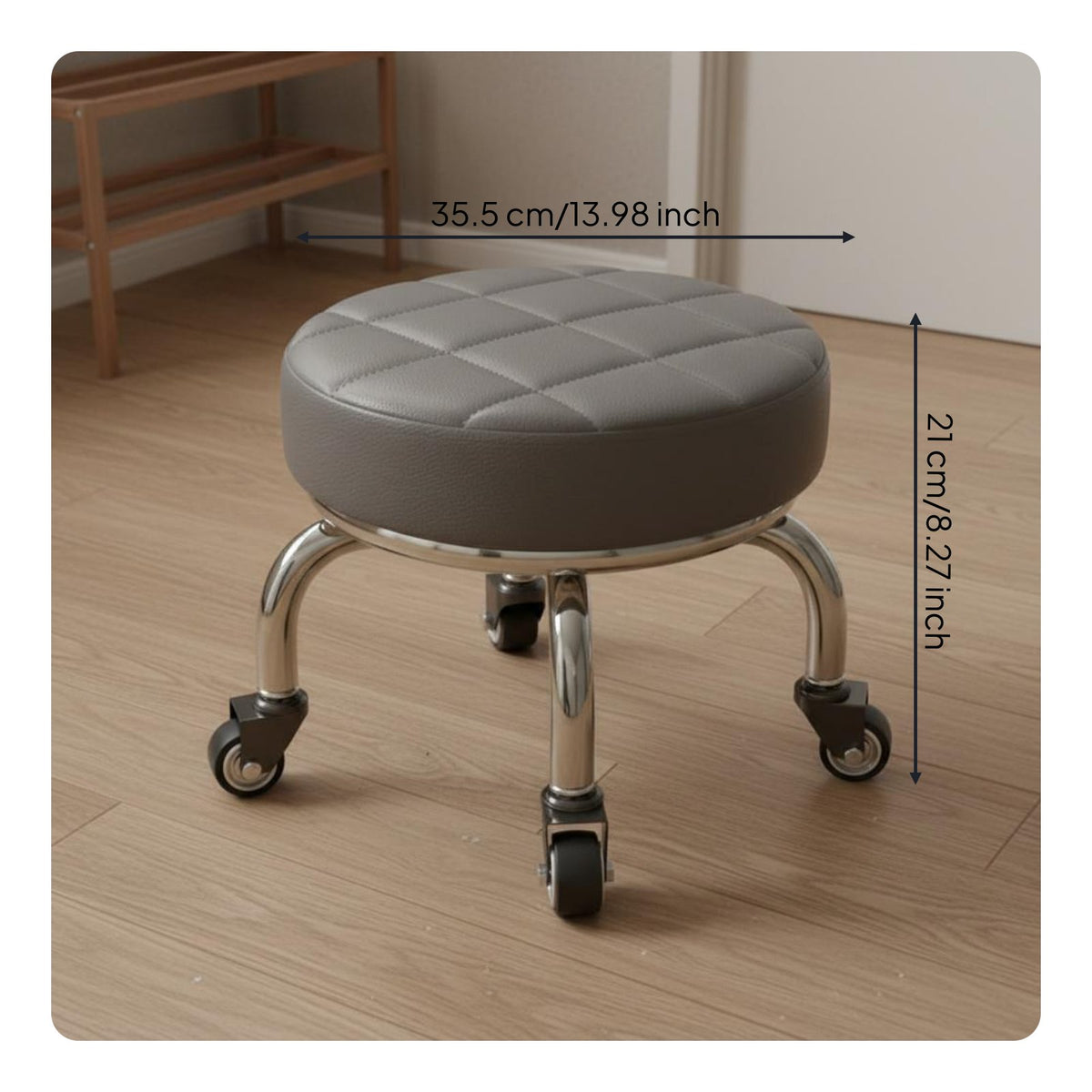 Round Stool with Wheels Waterproof Low Rolling Stool Ergonomic Design for Garage