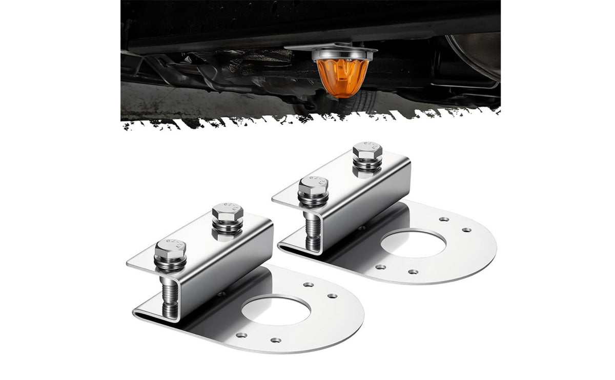 2 Pieces Under-Vehicle Light Brackets No-Tools Clamp-on Brackets Stainless Steel off-Highway Light Mounting Bracket for DIY Mechanics
