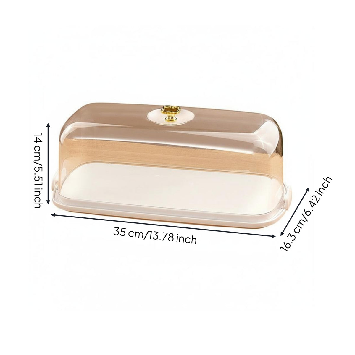 Clear Dessert Box Gold Knob Cake Display Box Rectangular
