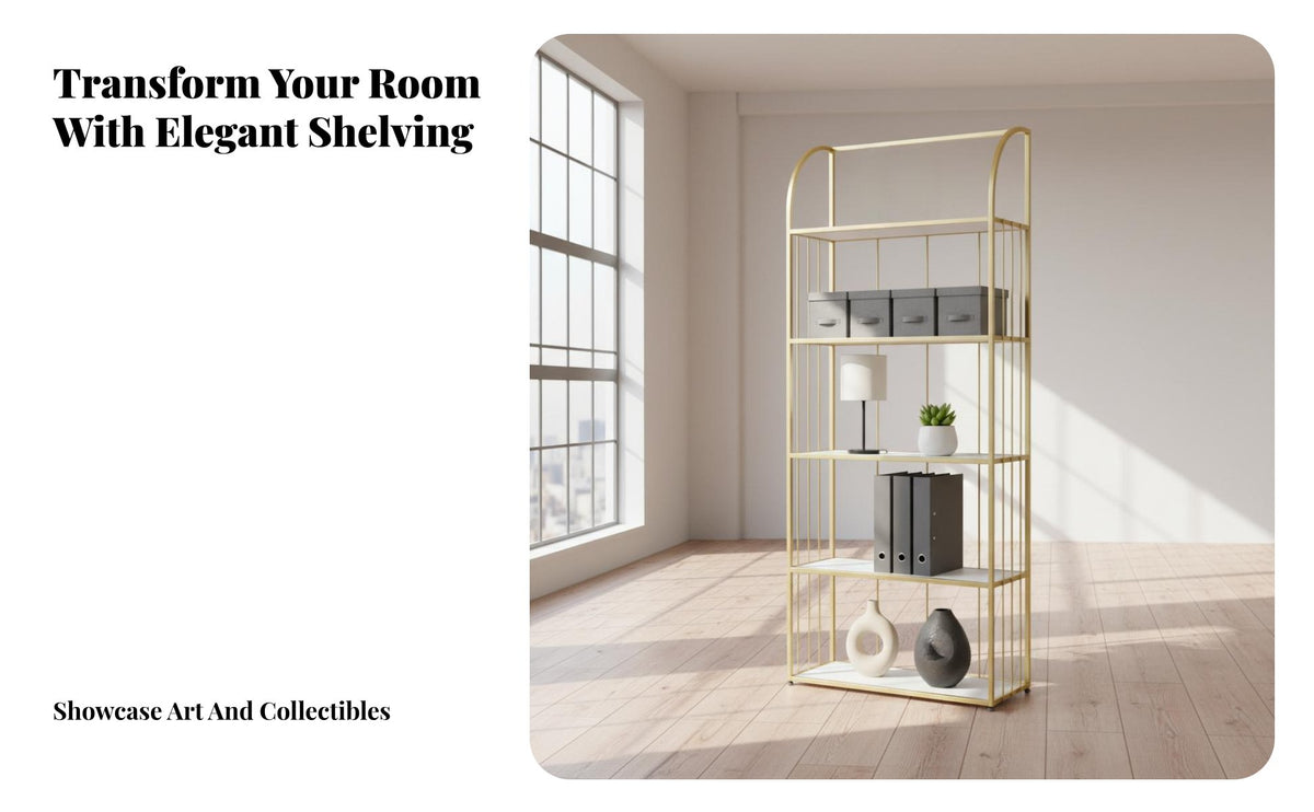 Multi-Layer Design Arched Top Etagere Modern Aesthetic Room Divider Versatile Display Rack Large Capacity for Office Workers, Book Lovers, Homeowners, Bedroom, Entryway