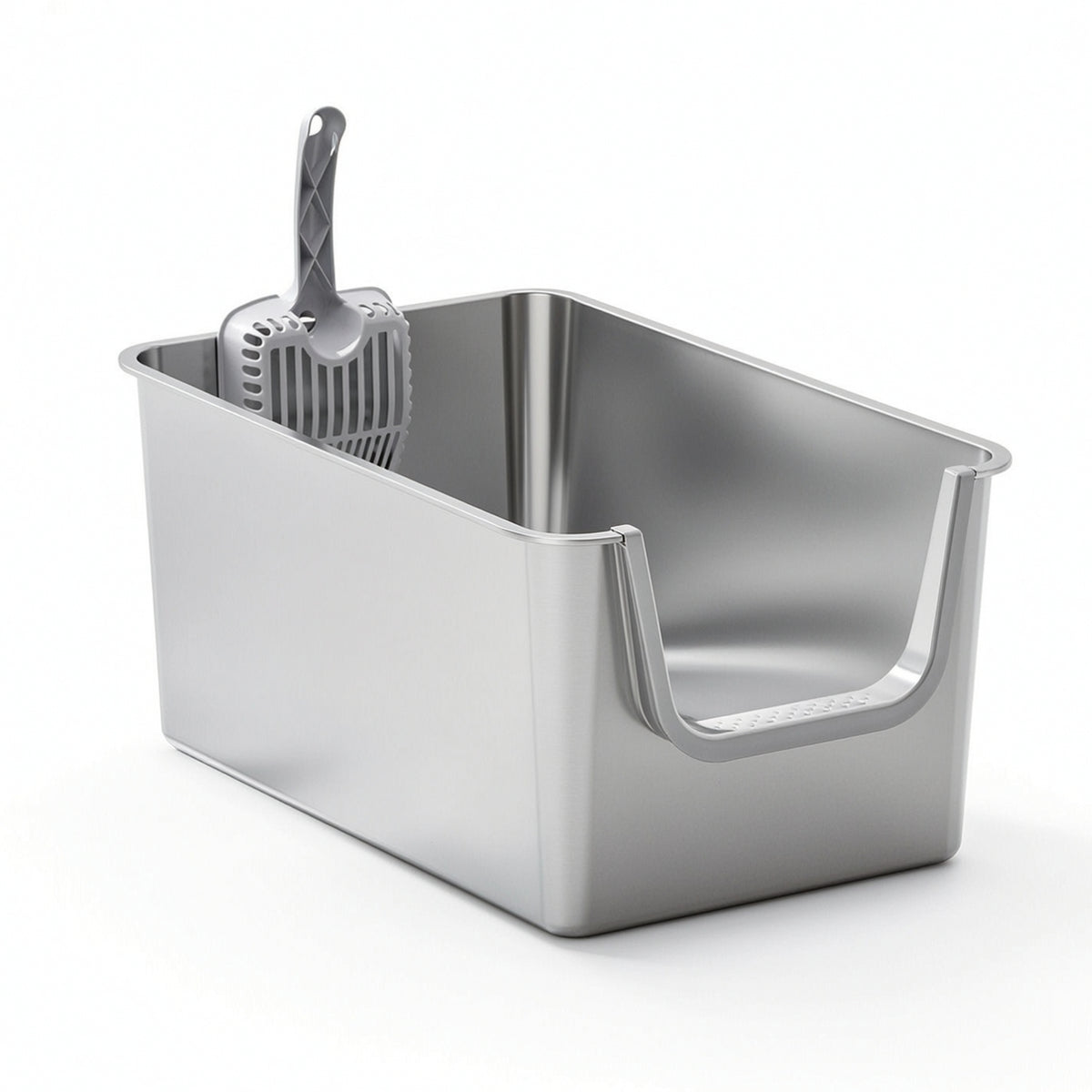 Stainless Steel Litter Pan Open-Top High-Sided Litter Pan Easy-to-Hygienic Pet Supply for Home
