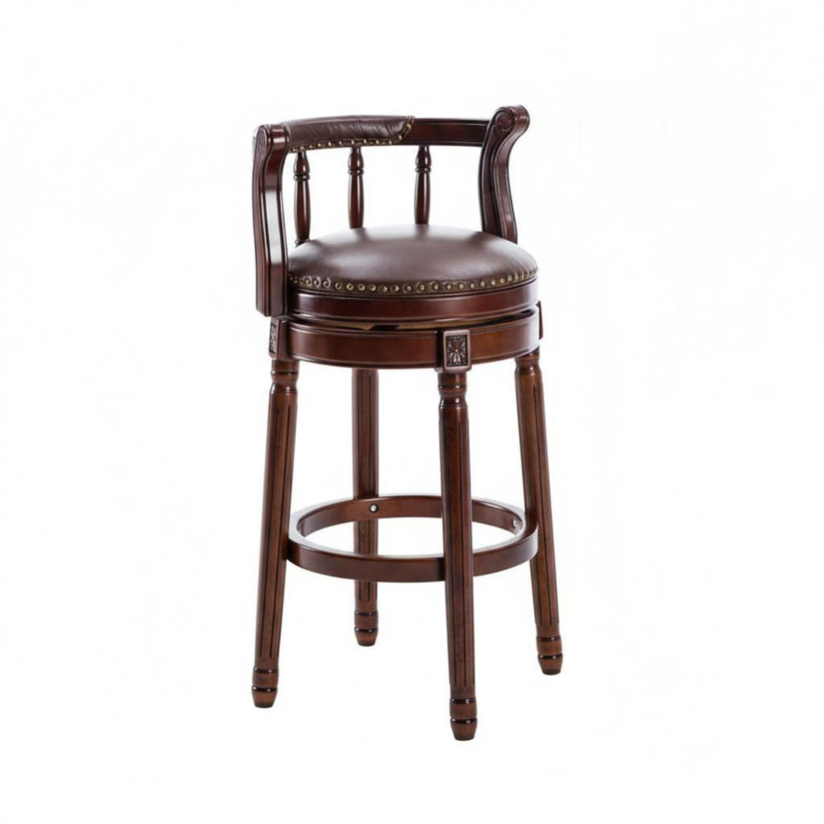 Rotate Stool with Backrest Traditional Design Counter Chair Vintage Design Padded Seat for Homeowners, Kitchen Island