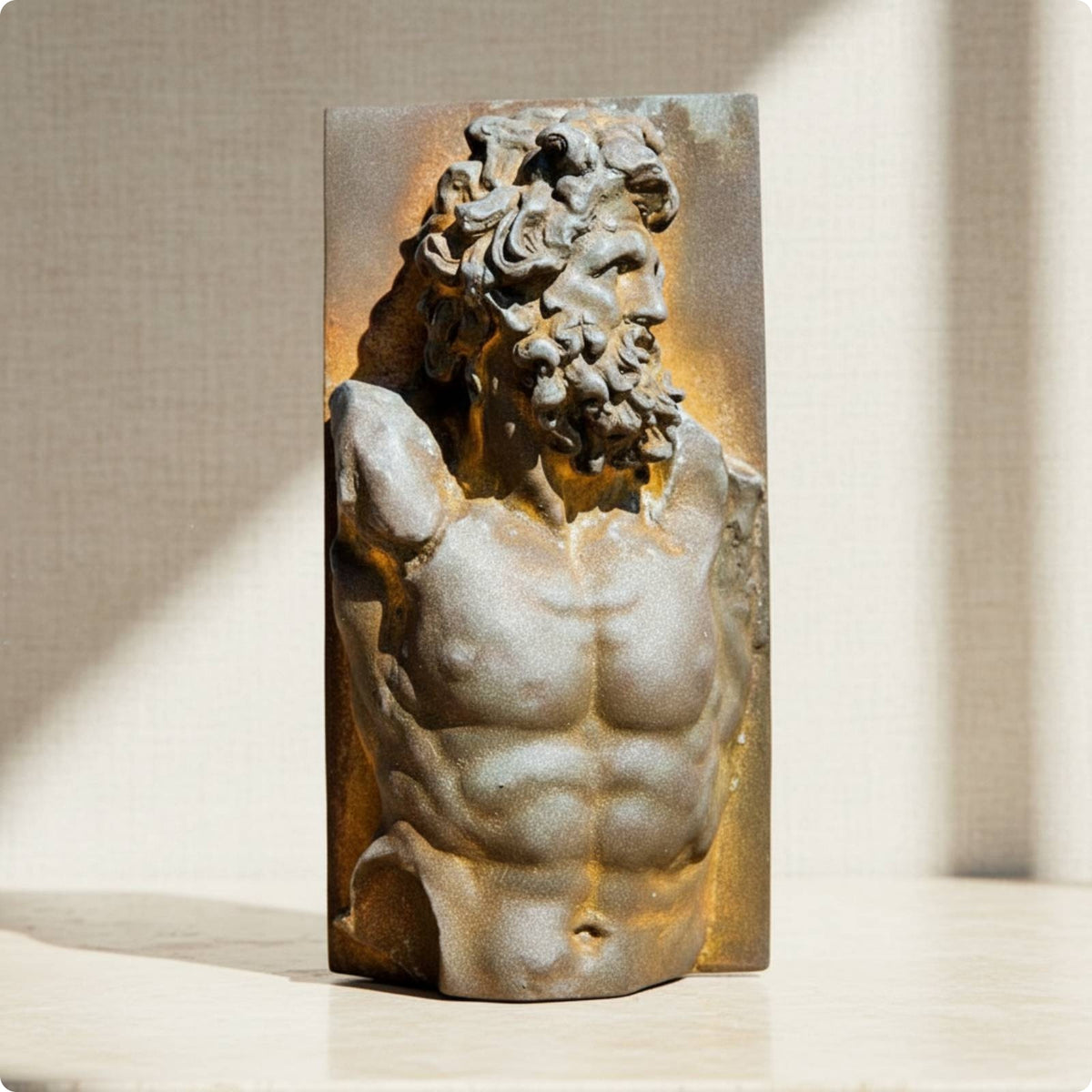 Classical Male Torso Statue Rectangular Backing Home Decor Museum-Inspired