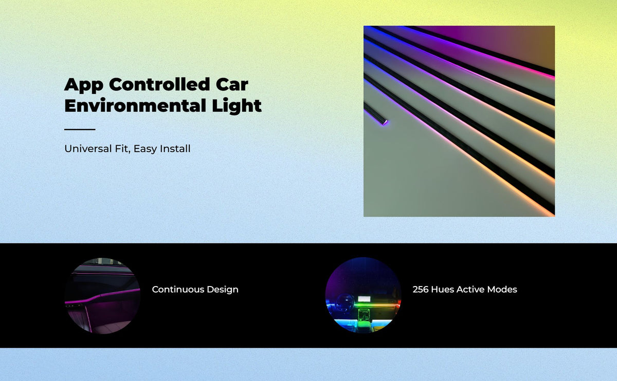 Car Ambient Light Strip, Acrylic, RGB, USB, Music Sync