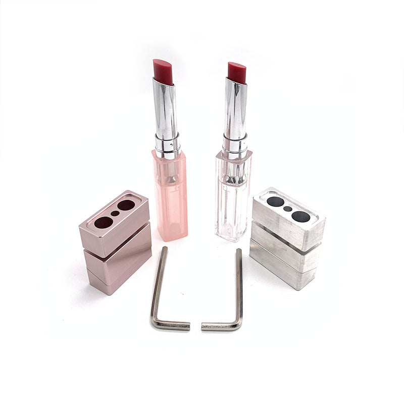 DIY Lipstick Mold - Aluminum 11.1 Slanted Repair Tool, 2-Hole for Lip Balm, Color Mixing and Repacking