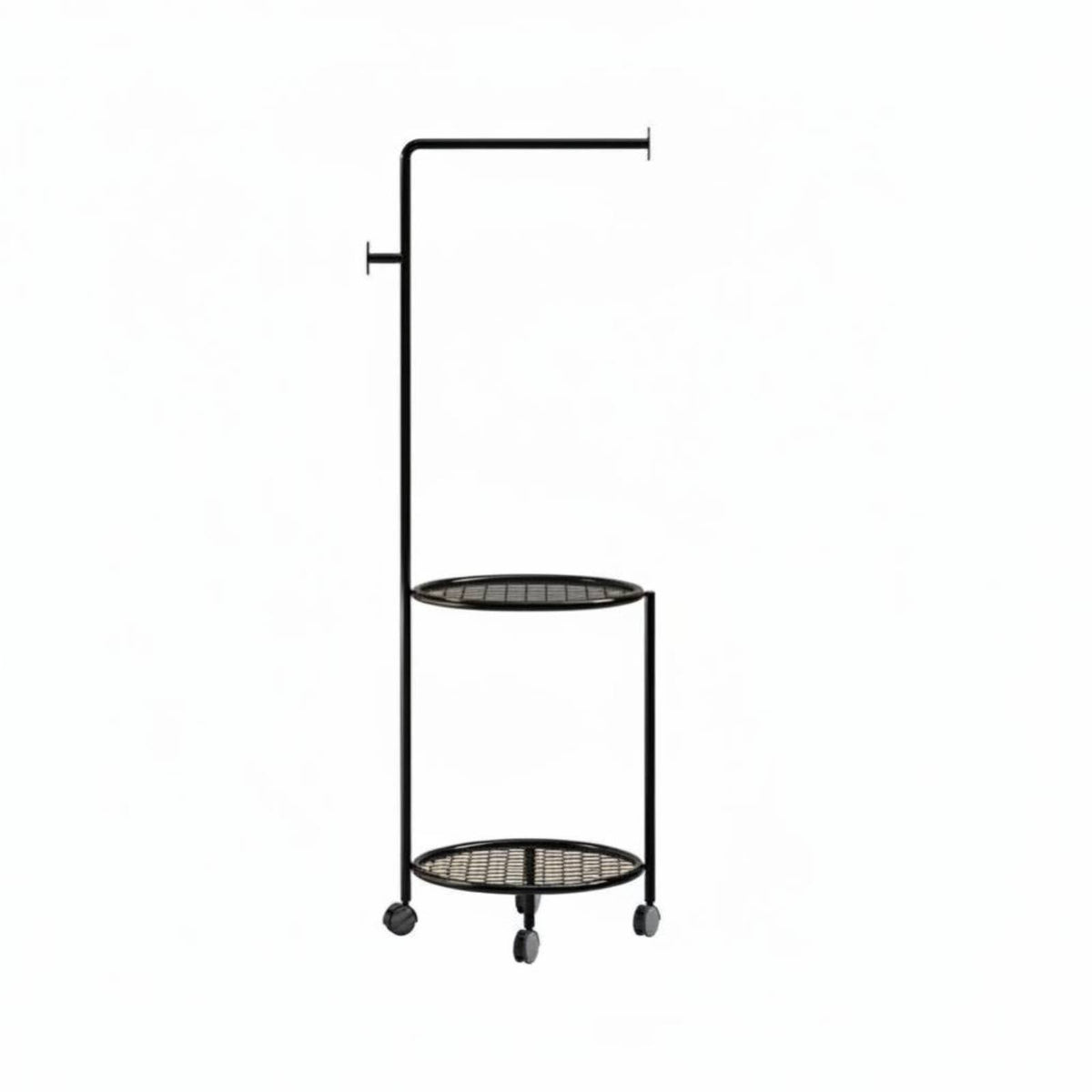 Mobile Design Wheeled Towel Valet with Hamper Space Saving Bathroom Organizer Rust-Proof Storage Trolley Multi-Functional for Homeowners, Families, Students, Laundry Room, Bedroom, Balcony