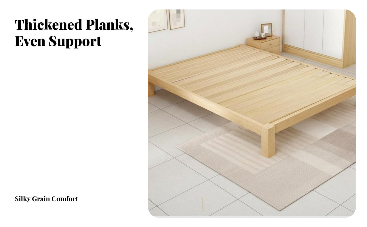 No Box under-mattress support Needed foundation Bed Frame Slatted Support Headboardless Slat Bedstead Minimalist Aesthetic Bedroom Furniture Low silhouette Design for Renters, Students, Homeowners, Apartment, Guest Room