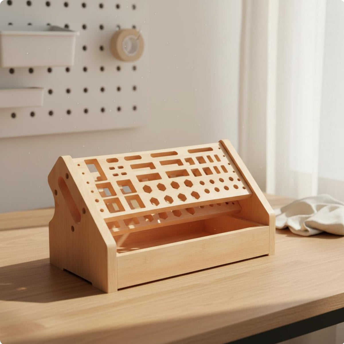 Wooden Tool Rack Multifunctional Screwdriver and Stand 53 Holes for Garage
