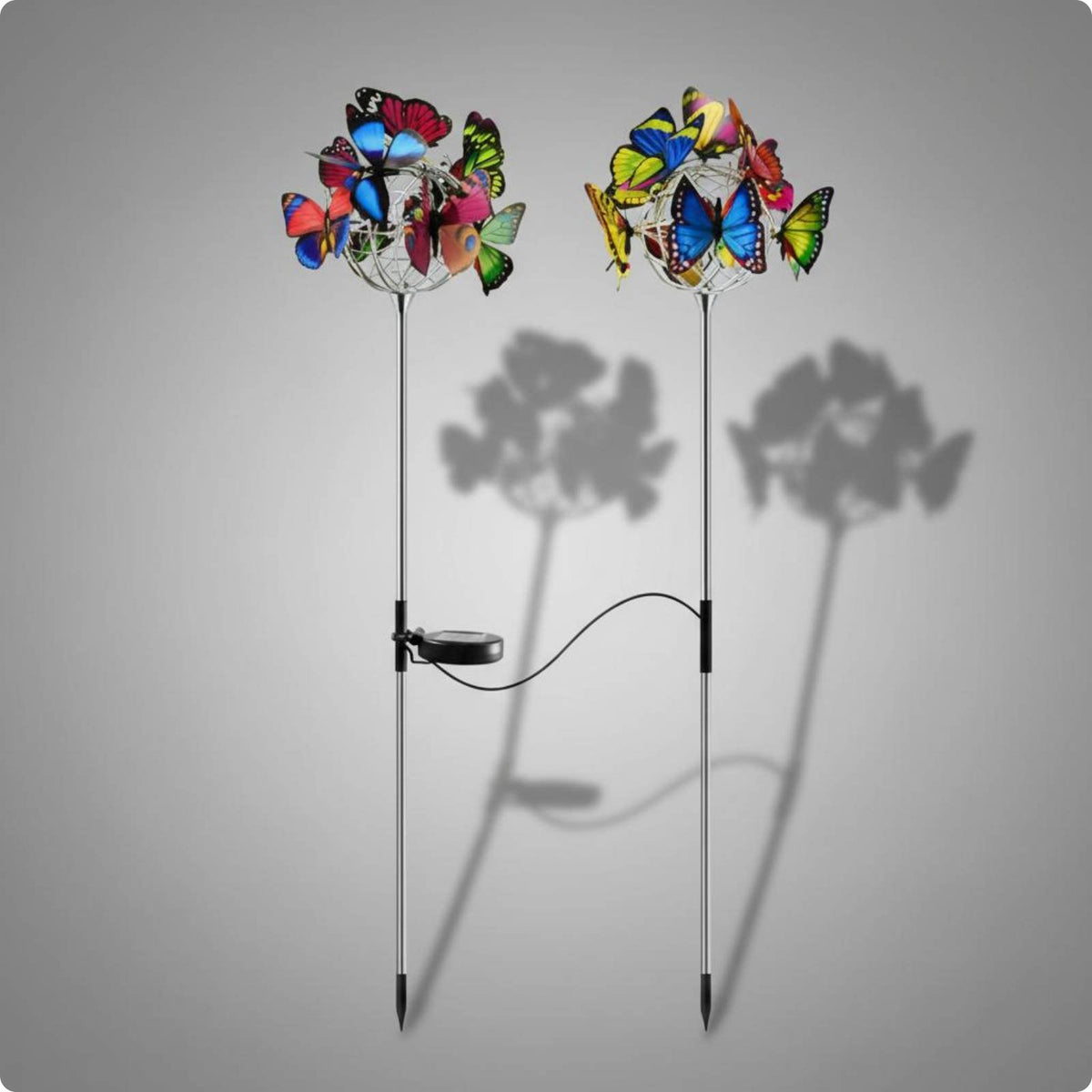 2 Pieces Solar Butterfly Hanging Light Decorative Yard Decoration Weatherproof