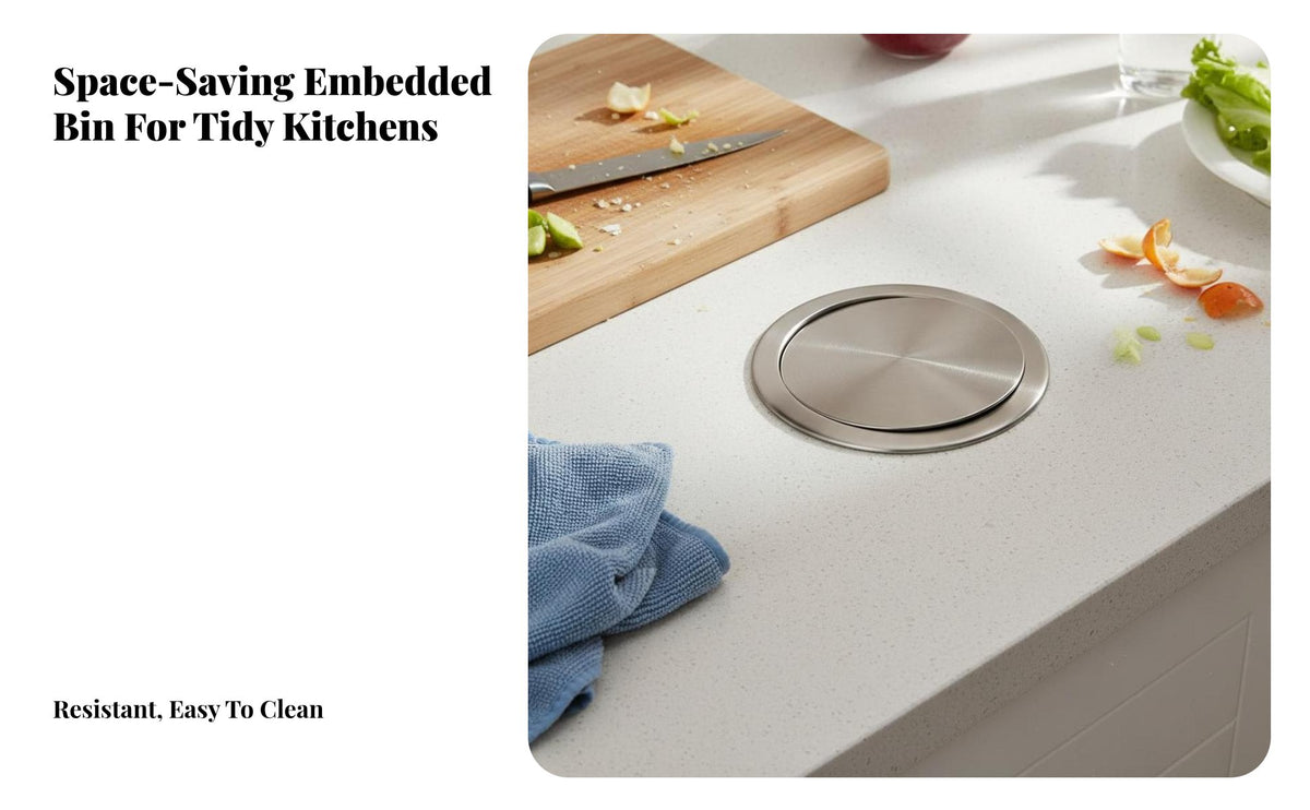 Space-Saving Countertop Trash Chute Lid Easy to Clean Flush Mount Swing Lid Long-Lasting Built-in Garbage Chute Cover for DIY Enthusiasts, Restaurant Owners, Office Workers