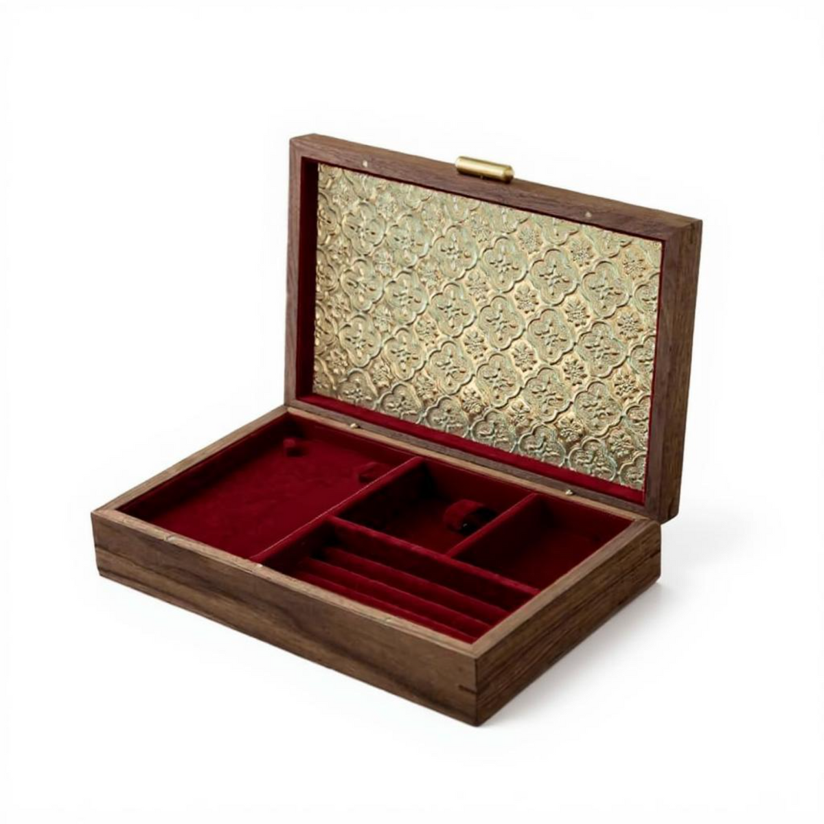 Hardwood jewelry box with plush lining