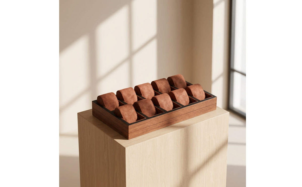 Watch Tray with Suede Inserts Rectangular Watch Display Tray Open-Top for Vanity Tables, Counters