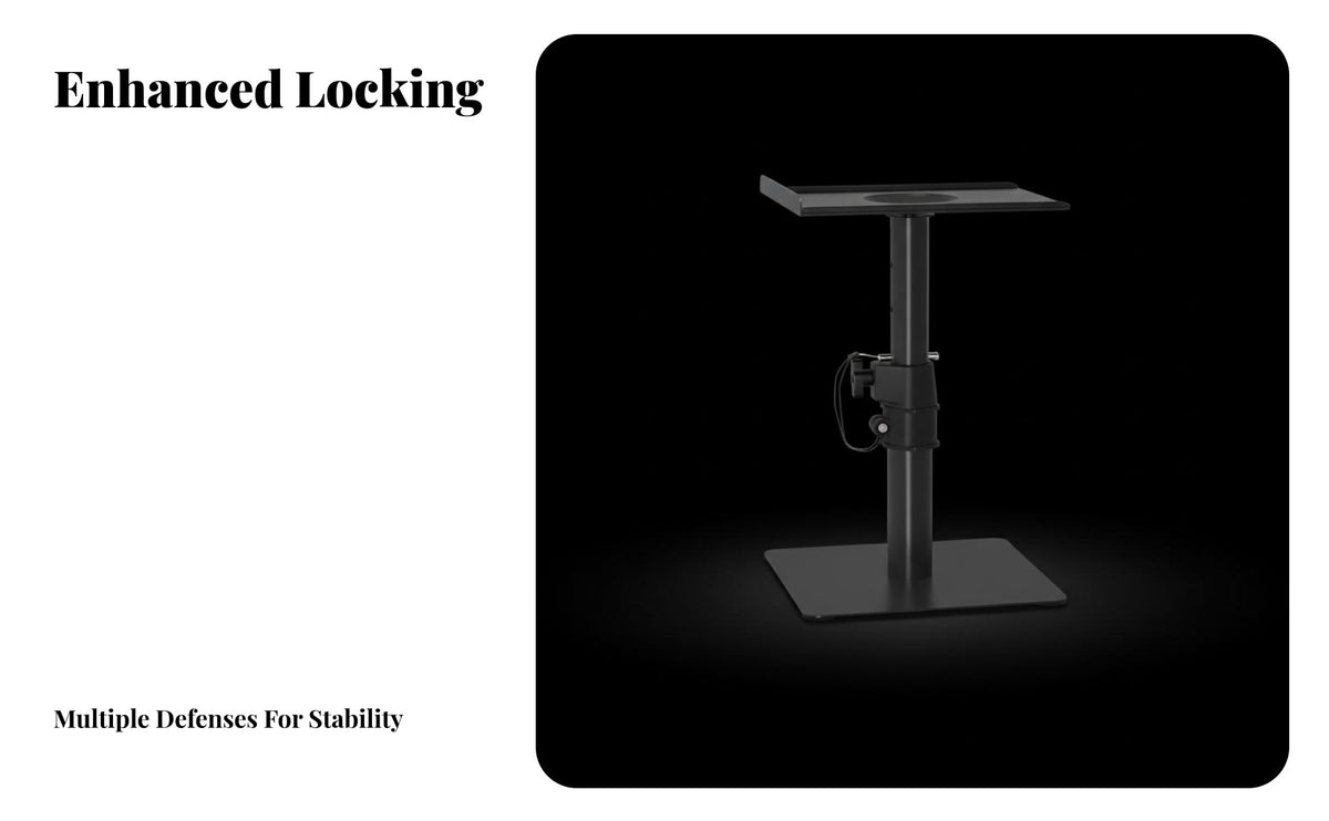 Heavy Duty Steel Construction Adjustable Studio Monitor Stand Stable Base Adjustable Height Speaker Stand Space Saving Design Audio Equipment Accessory Anti-Vibration Pads for Music Producers, DJs