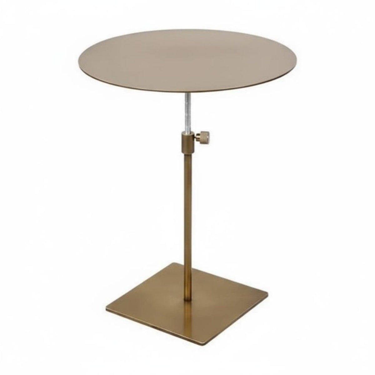 Adjustable Pedestal Table Movable Round Drink Stand Brushed Finish for Bedroom