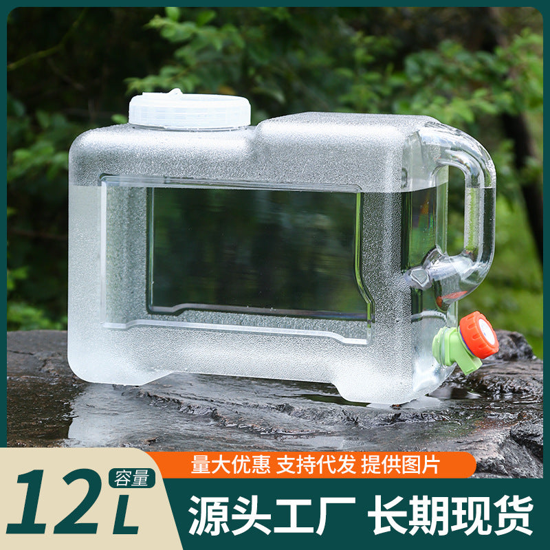 12L Transparent PC Water Storage Bucket with Spigot for Camping and Travel