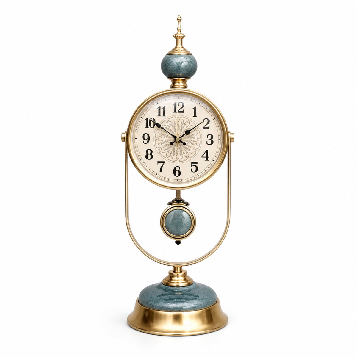 Silent Desk Clock Retro Analog Clock with Metal Frame Non-Ticking for Office