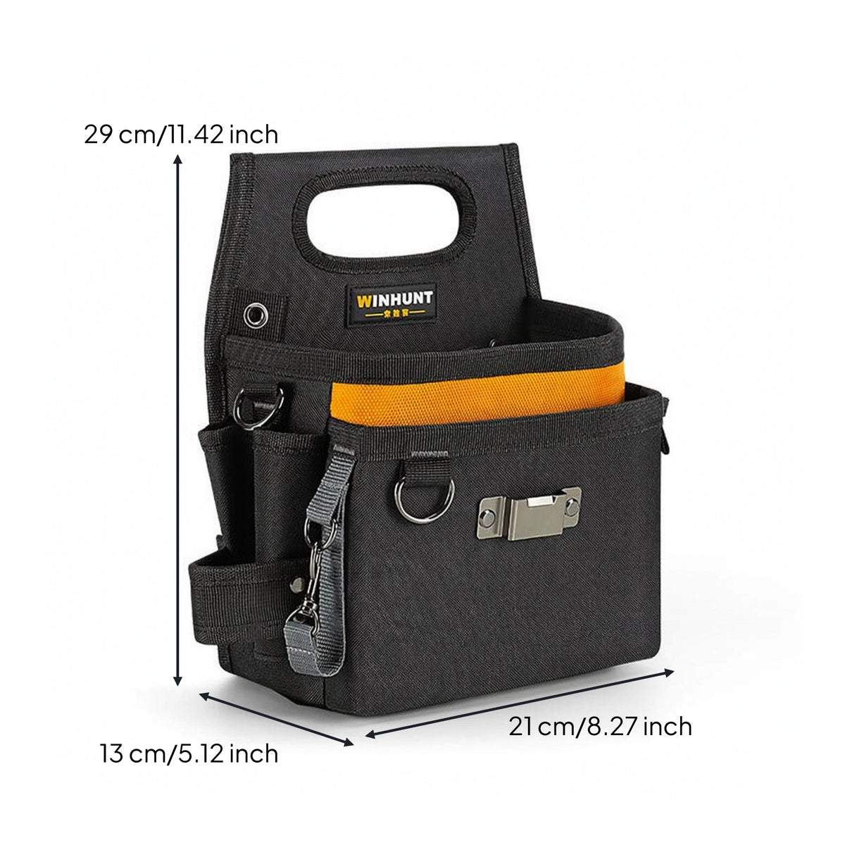 Reinforced Stitching Tool Waist Bag Textured Material Waist Tool Bag Multiple Pockets Utility Pouch Metal D-Rings