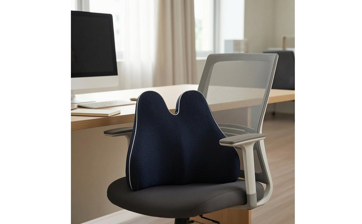 Memory Foam Double-Wing Backrest Strapless Support Cushion Ergonomic Support Pillow Contoured for Office Workers, Students, Desk